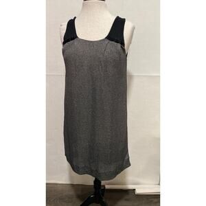 KLd Signature Womens Silver Metallic‎ Lurex Jewel Embellished Shift Dress M